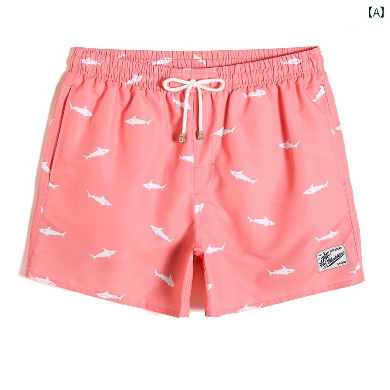 ビーチパンツ 海パン サーフィン 短パン 水着 速乾 男性 裏地 付き ゆったり ショート パンツ 海辺 リゾート 温泉 水泳 ピンク アウトドア おしゃれ 個性