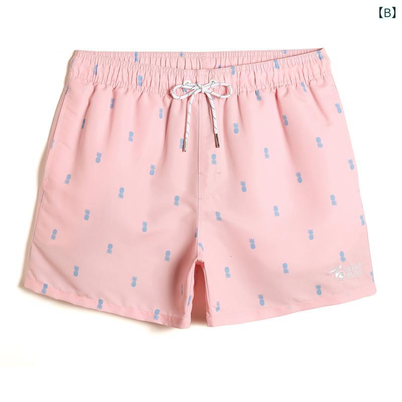 ビーチパンツ 海パン サーフィン 短パン 水着 速乾 男性 裏地 付き ゆったり ショート パンツ 海辺 リゾート 温泉 水泳 ピンク アウトドア おしゃれ 個性