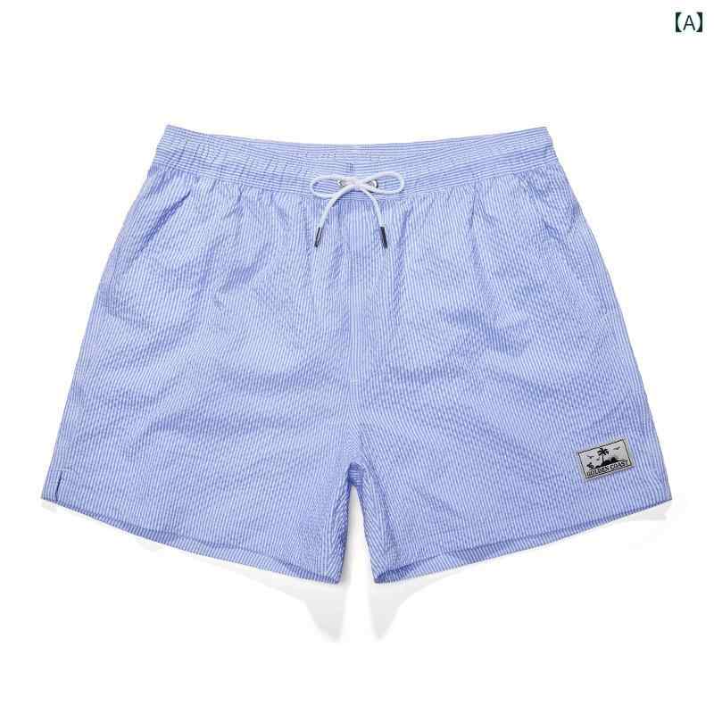 ビーチパンツ 海パン サーフィン 短パン スポーツ カジュアル ショーツ 速乾 ストライプ 七分丈 パンツ ショート メンズ ホリデー シンプル 夏 ファッショナブル