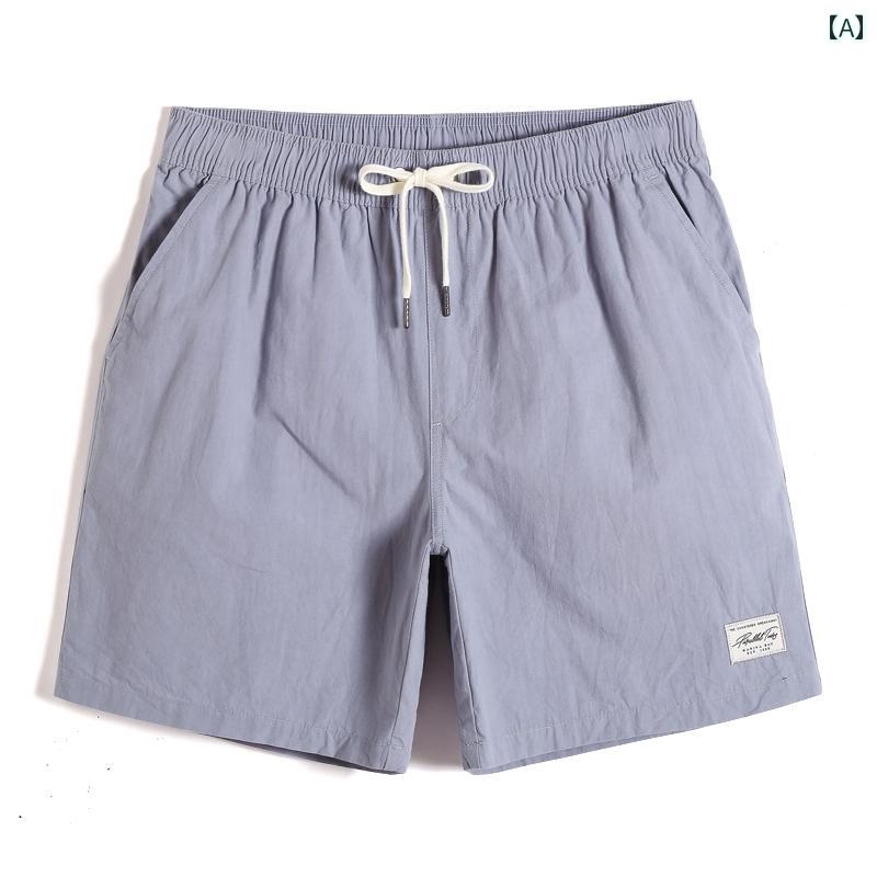 ビーチパンツ 海パン サーフィン 短パン 水着 ショート パンツ メンズ 夏 綿 通気性 薄手 カジュアル 無地 学生 ゆったり 若見え レトロ