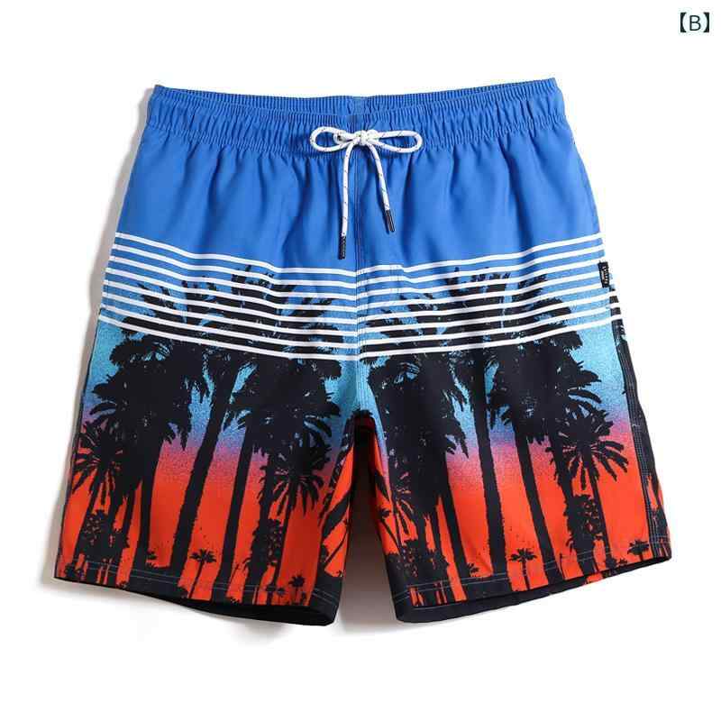 ビーチパンツ 海パン サーフィン 短パン 水着 メンズ ショート パンツ 大きいサイズ ゆったり 海辺 裏地 付き ショーツ ボクサー 水泳 ストライプ ココナッツ木