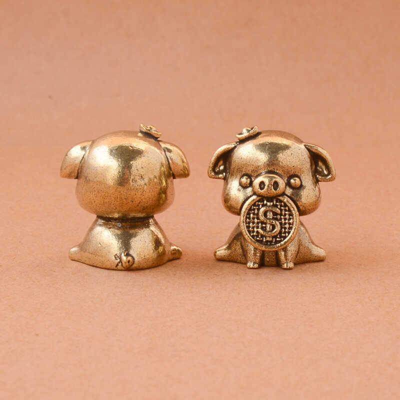 置物 ミニサイズ 小物 インテリア 真鍮 幸運 呼ぶ 干支 コイン 豚 猪 飾り 銅 彫刻 装飾 デスクトップ 創造的 個性 レトロ ヴィンテージライク