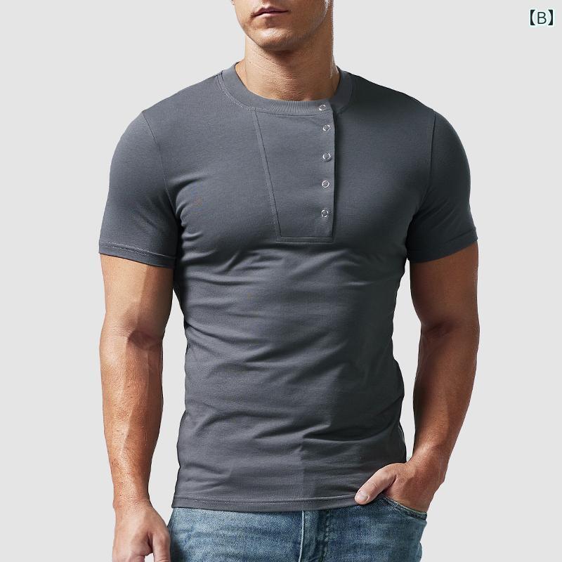 メンズ 半袖 Tシャツ ヘンリーカラー タイトフィット 夏 アメカジ シンプル ベーシック 合わせやすい クール ヴィンテージ 柔らかい