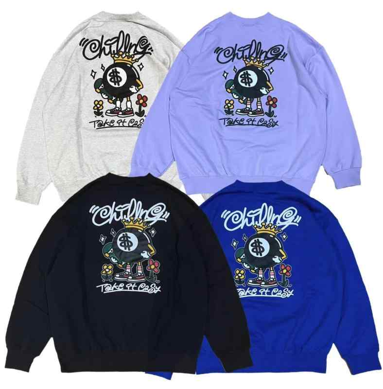 男女兼用 スウェット トレーナー ヤンチャ ストリート トップス レトロ 快適 スケボー カップル ゆったり プルオーバー ヒップホップ かわいい グラフィティ