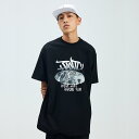 メンズ Tシャツ 半袖 トップス ダーク グラフィティ 文字 ストリート ヒップホップ 重め 300g アメリカン レトロ ゆったり