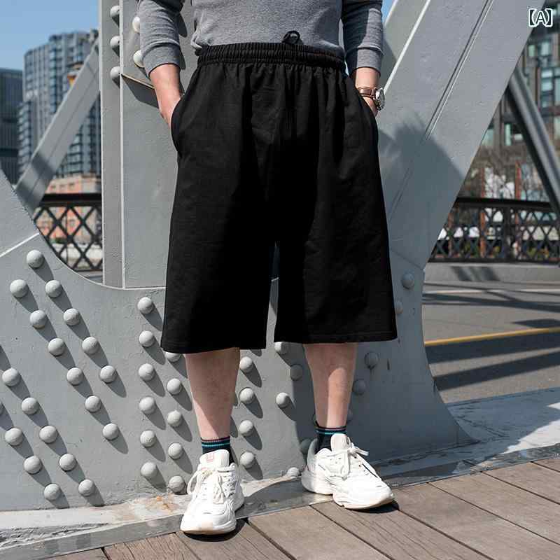 夏 スウェット ハーフパンツ スポーツ ラフ スポカジ メンズ 太め 男性用 ヒップホップ オーバーサイズ 無地 シンプル