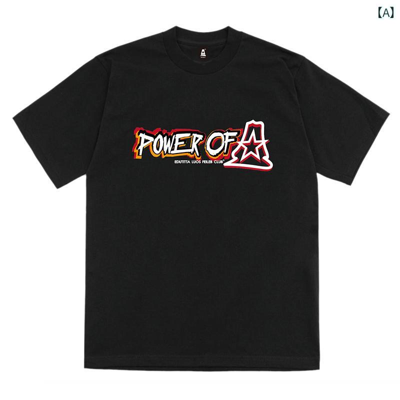 Tシャツ 半袖 アメリカン ユニセックス トレンド ファッション ペアルック トップス ストリート スケー..