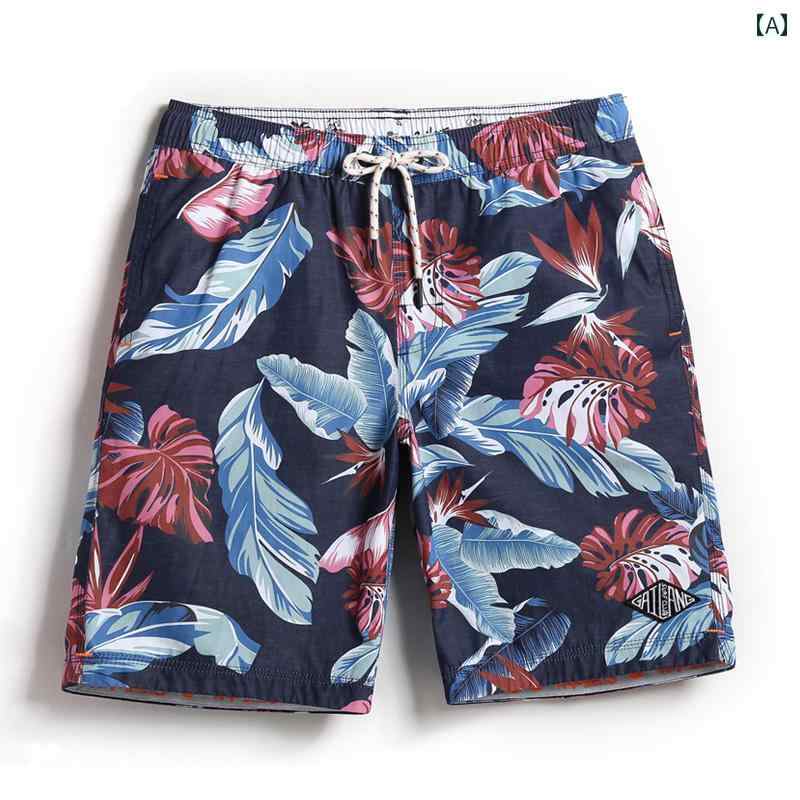 ビーチ パンツ 海パン 短パン 水着 メンズ 大きいサイズ カジュアル ショーツ 夏 ファッション プリント リーフ 快適 サーフィン