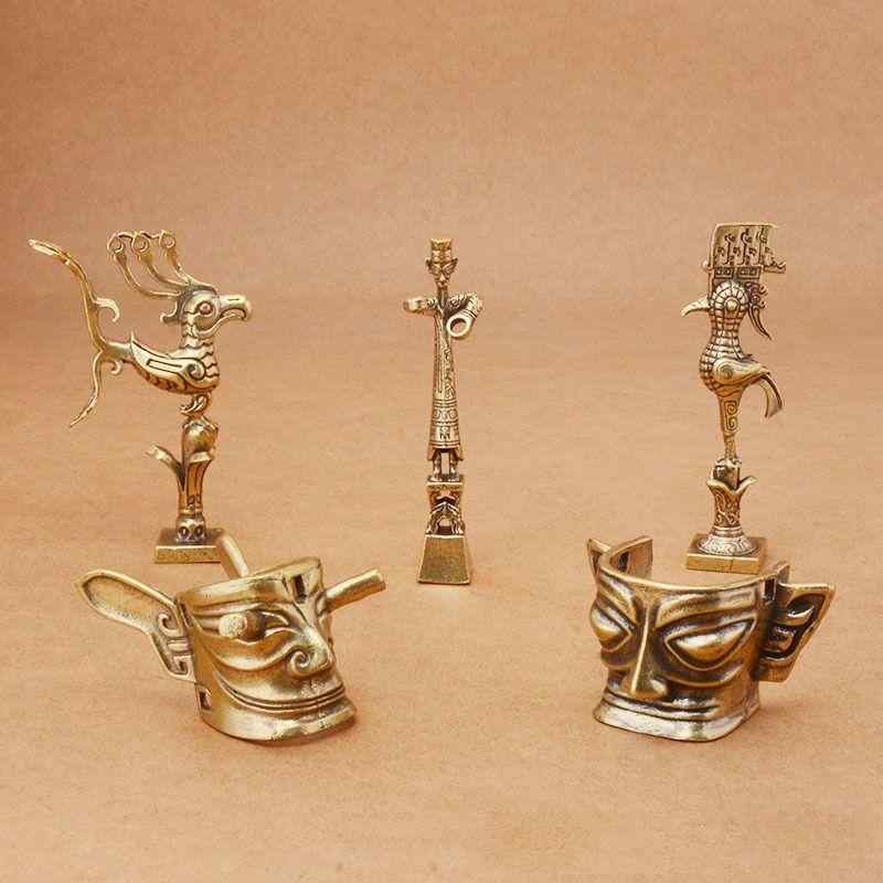 置物 ヴィンテージ アンティーク レトロ 真鍮製 三星 堆 デスク 装飾品 太陽 神 鳥 垂直 アイマスク 司..