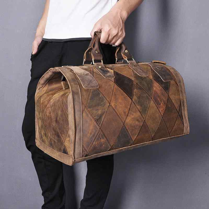 楽天Hanbok Homeボストンバッグ レザー メンズ ビジネスバッグ 手持ち型 洋風 おしゃれ ブリティッシュスタイル メンズ 英国風 レトロ ショルダーバッグ 革 格子柄 滑り止め金具 高級感