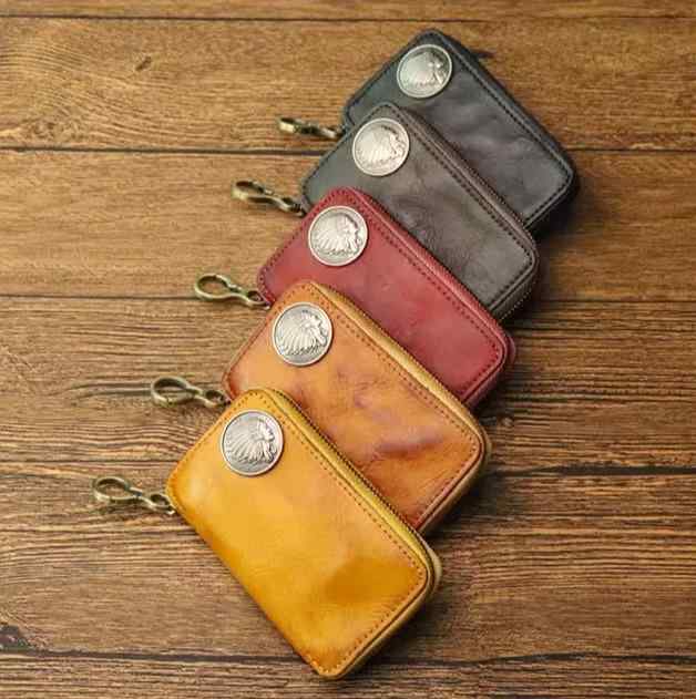 牛革 キーケース レトロ 高級感 おしゃれ エレガント カジュアル メンズ ジッパー 多機能 レザー ギフト 植物タンニンなめし お父さん 父の日 プレゼント