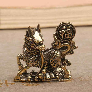 置物 小物 幸運 麒麟 獅子 ミニサイズ ゴールド レトロ 小さい 装飾品 彫刻 中国 真鍮製 銅製 デスク ヴィンテージライク 盆栽 水槽 造園