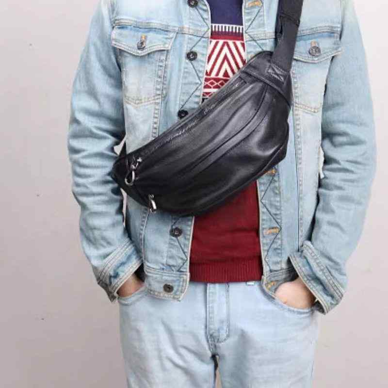 チェストバッグ メンズ ウエストバッグ レトロ レザー 牛革 アウトドア サイクリング 耐久性 シンプル ..