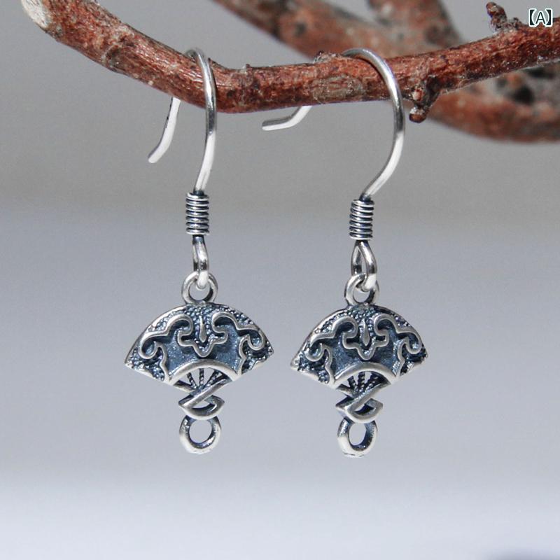 ピアス パーツ 素材 DIY レディース アクセサリー シルバー エスニック レトロ ヴィンテージ 個性的 ユニーク カジュアル 扇形 扇子 おしゃれ ハンドメイド(4)