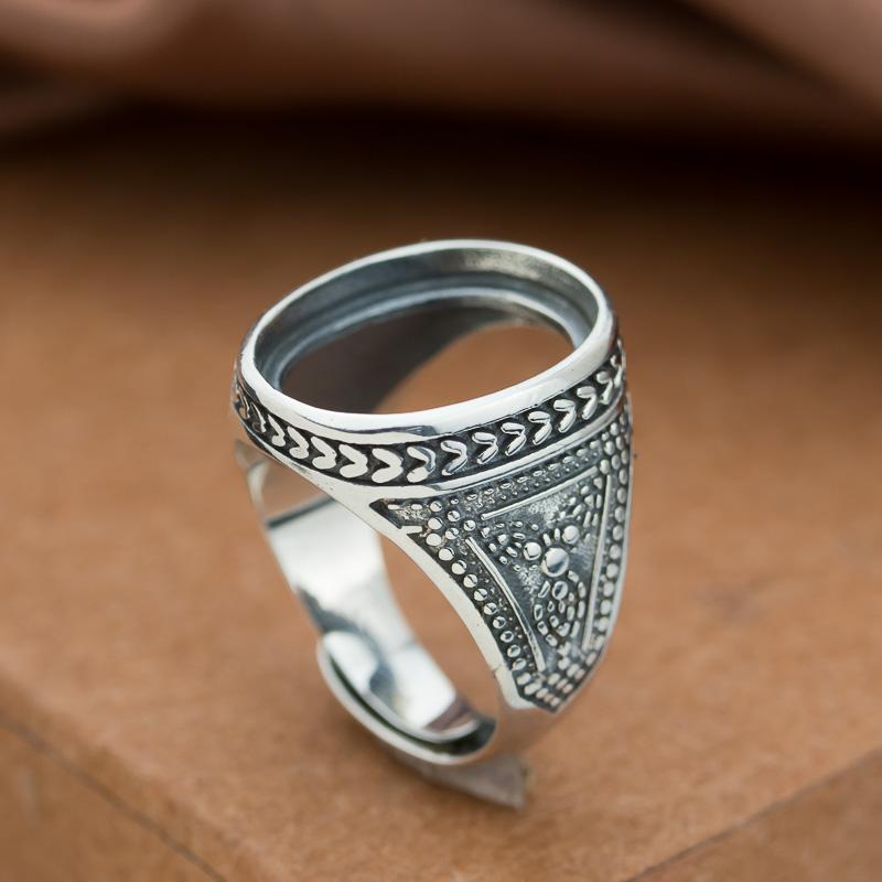 指輪 空枠 はめ込み メンズ リングホルダー 銀 ユニーク エスニック アメリカン 調節可能 ハンドクラフ..