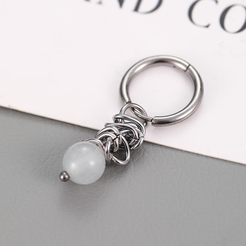 ピアス ホワイト ビーズ シルバー アクセサリー 中国 色褪せにくい チタン 鋼 メンズ カジュアル 個性..