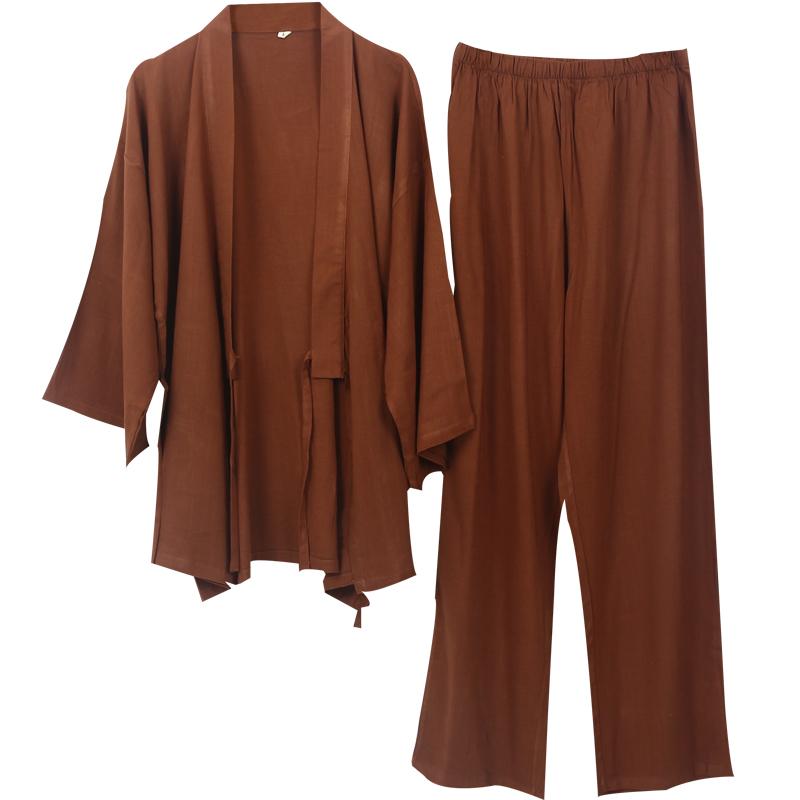 パジャマ ホームウェア 無地 上下 セットアップ 春夏 大人 和風 メンズ 綿 麻 着物 漢服 レトロ 部屋着 快適