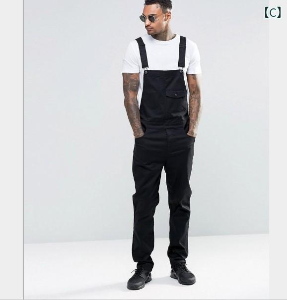 サロペット オーバーオール サスペンダーズボン デニム 白 ポケット多数 ストレート メンズ カジュアル 若見え