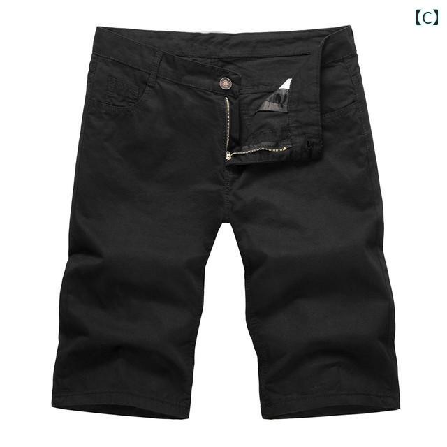 デニム ショートパンツ 短パン ハーフ 膝上 無地 白 黒 夏 メンズ 散歩 コーデ 合わせやすい シンプル カジュアル