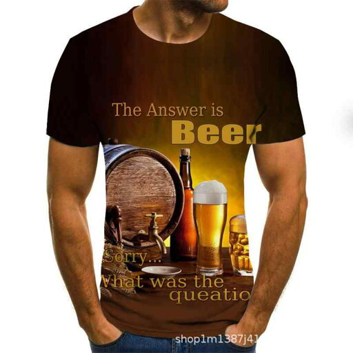 夏 デジタルプリント メンズ 3D Tシャツ プリント ラウンドネック グラフィック ビール 飲み物 お酒 ユニーク 飲み会 忘年会 ユニセックス 男女兼用 夏 デジタルプリント メンズ 3D Tシャツ プリント ラウンドネック グラフィック ビール 飲み物 お酒 ユニーク 飲み会 忘年会 ユニセックス 男女兼用