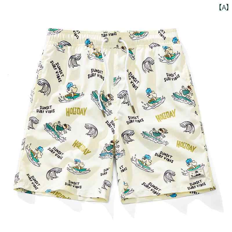 メンズ ファッション 夏 アイテム プリント ポップ 快適 通気性 速乾 ゆったり 軽量 海辺 バカンス ビ..