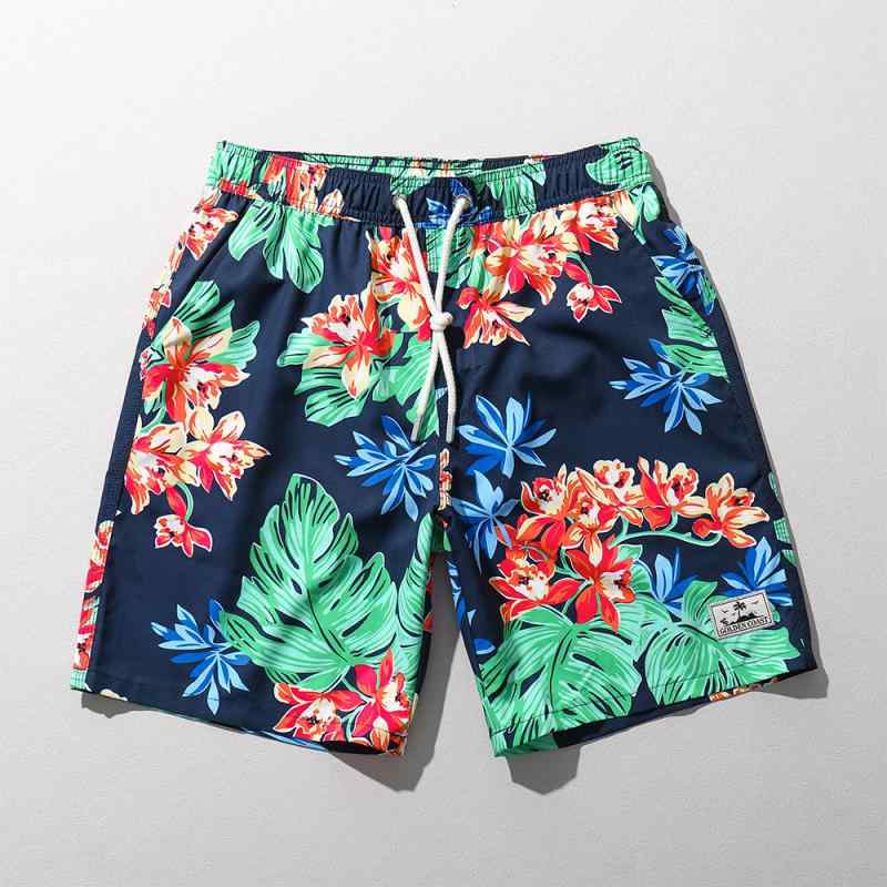 メンズ ファッション 海パン パンツ フラワーモチーフ 快適 通気性 速乾 防滴 裏地付き 露出防止 リゾ..