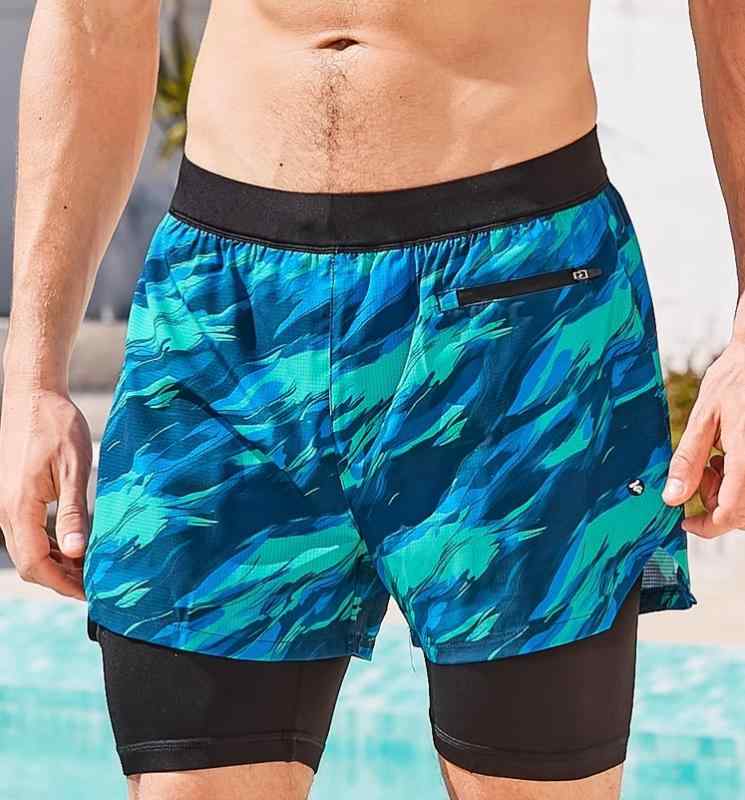メンズ ファッション 水泳 水着 ボクサーパンツ 弾性素材 二重層 重ね着風 速乾 快適 スポーツ ビーチ 休日 リゾート アウトドア プール フィットネス アクティブ ジム