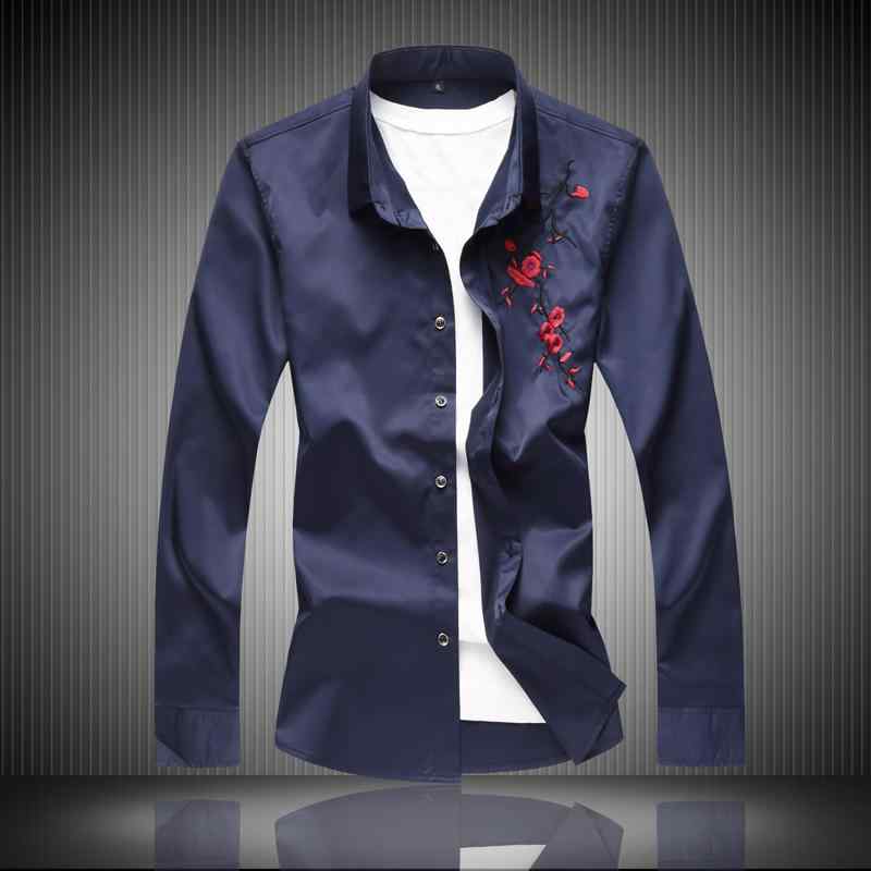 トップス メンズ シャツ 長袖 カジュアル ビジネス スタイリッシュ 夏 モダン クール エレガント 梅の..