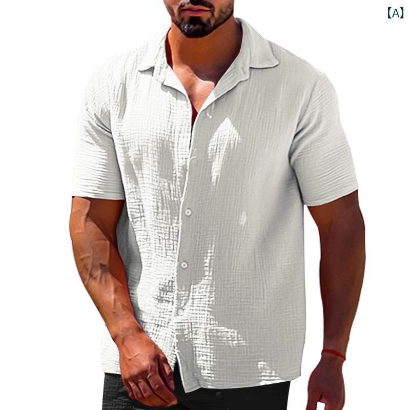 メンズ 半袖 ラペル シャツ トップス シングルブレスト スタンドカラー シンプル カジュアル おしゃれ クラシック ラフ デイリー ファッション