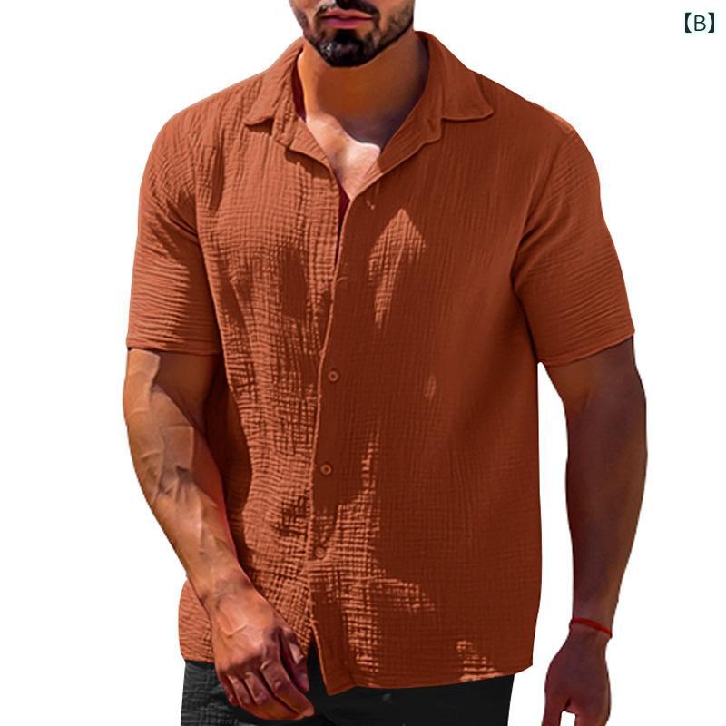 メンズ 半袖 ラペル シャツ トップス シングルブレスト スタンドカラー シンプル カジュアル おしゃれ クラシック ラフ デイリー ファッション