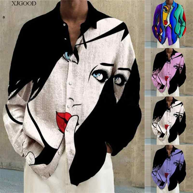 メンズ 長袖 シャツ トップス シングルブレスト ユニーク アート 個性的 カジュアル ゆったり 大きめ ..