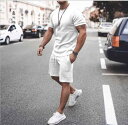 メンズ ファッション 無地 半袖 Tシャツ トップス ショートパンツ セットアップ スポーツ トレーニング ランニング リラックス ビーチ リゾート レジャー デイリー カジュアル シンプル