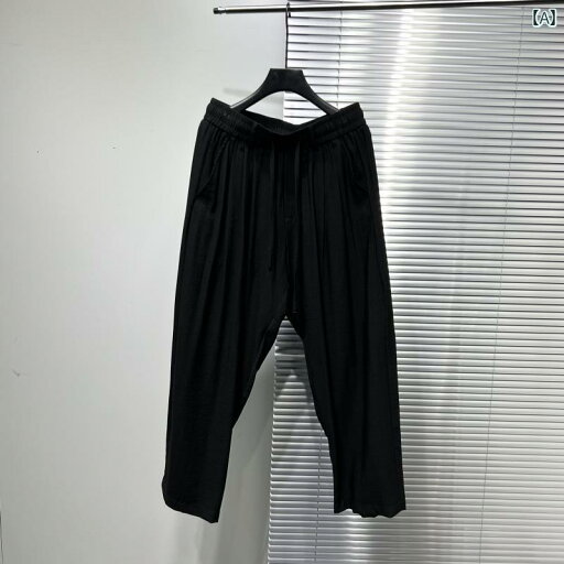 メンズ レディース パンツ レトロ ドレープ ストレート カジュアル シンプル クロップド 夏 清涼 無地 薄手 リラックス フィット レジャー メンズ レディース パンツ レトロ ドレープ ストレート カジュアル シンプル クロップド 夏 清涼 無地 薄手 リラックス フィット レジャー