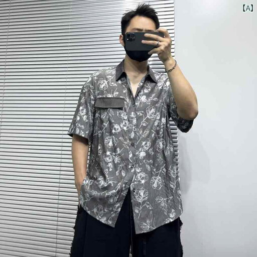 レトロ プリント シャツ 男性 ヴィンテージ風 ゆったり ドレープ カジュアル 薄手 メンズ 上品 花柄 グレー 半袖 レトロ プリント シャツ 男性 ヴィンテージ風 ゆったり ドレープ カジュアル 薄手 メンズ 上品 花柄 グレー 半袖