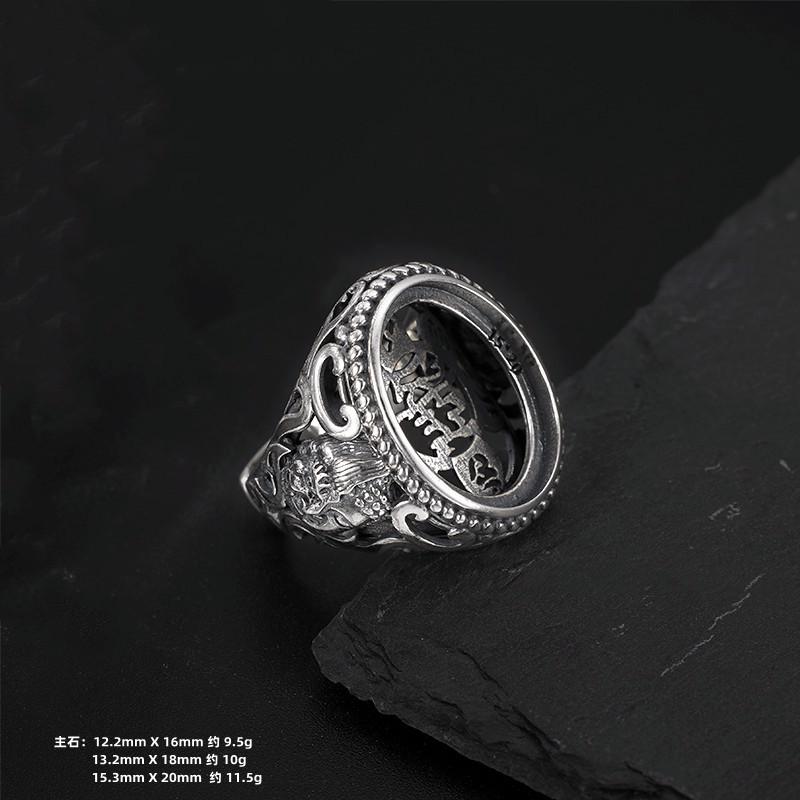 指輪 空枠 カップル S925 ユニーク 個性的 シルバー おしゃれ フレーム 素材 エスニック リング はめ込..