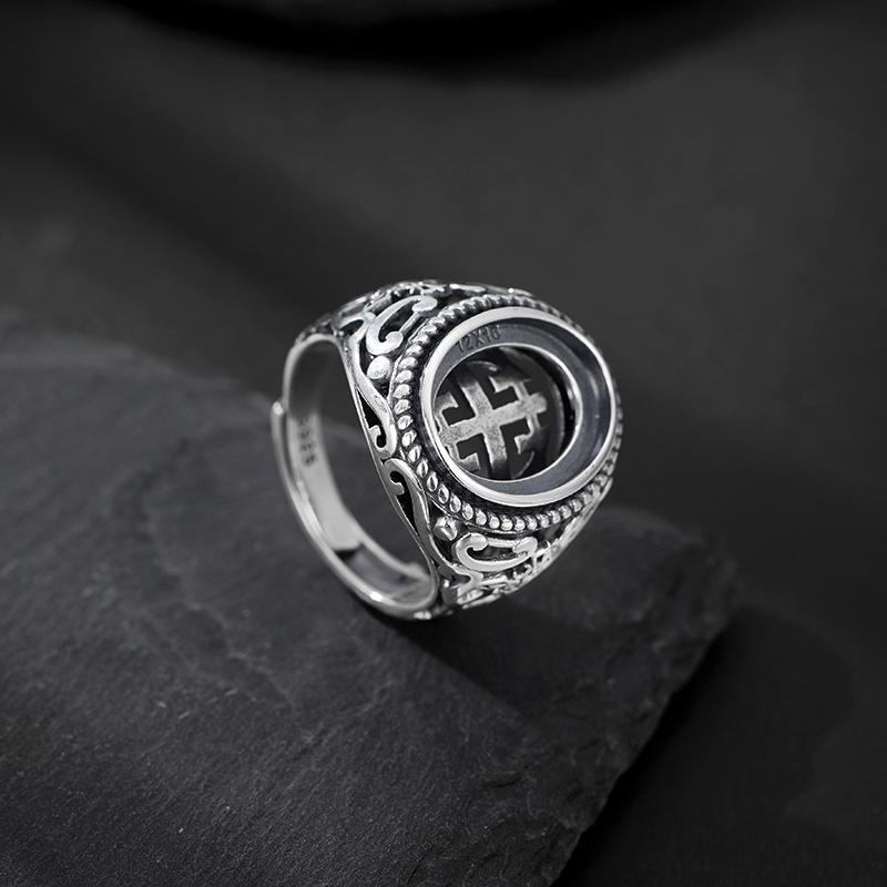 指輪 空枠 S925 シルバーメッキ リング はめ込み細工 レトロ メンズ レディース 銀 ジュエリー クラフ..