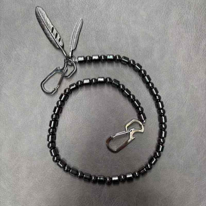 チェーンベルト 男女兼用 ユニセックス 天然ヘマタイト ブラック デニムパンツ用 シンプル パンク ロック ストリートファッション ダンス ヒップホップ 羽 フェザー 着回し カジュアル アクセサリー ファッション小物