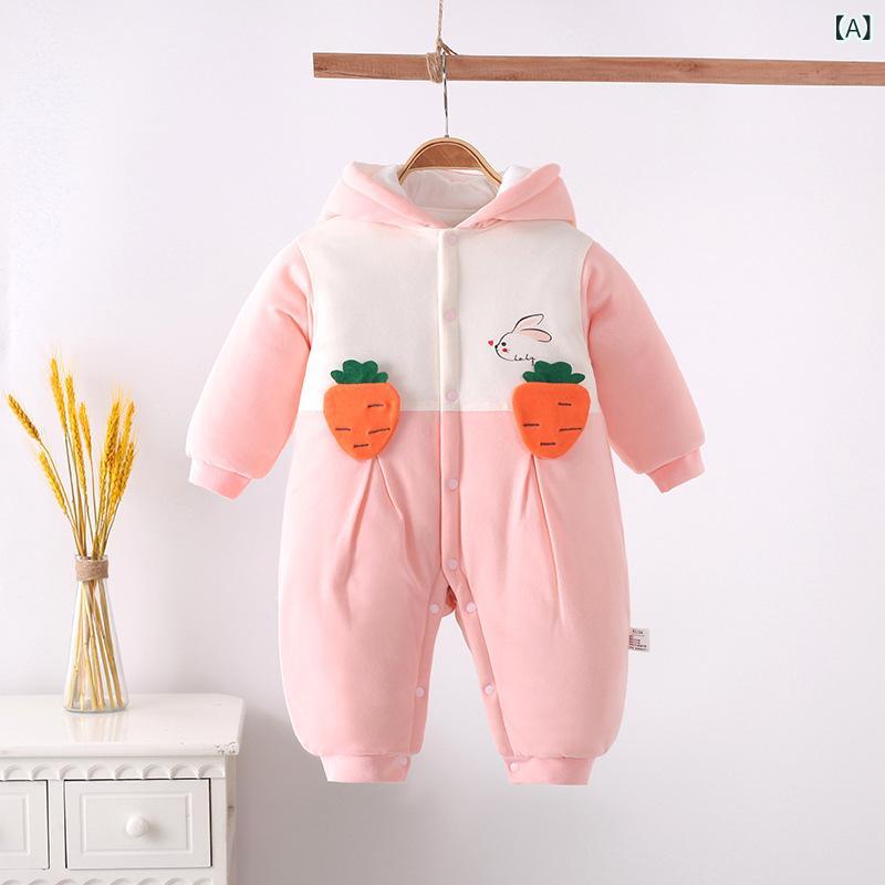 Other - ロンパース 新生児 ベビー 赤ちゃん 秋冬 純綿 コットン コーマ綿 中綿入り 厚手 あたたかい フード付き 前開き カバーオール お宮参り 退院着 普段使い アニマル柄 かわいい 男女兼用 オールインワン