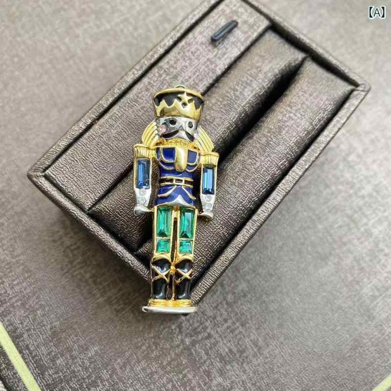 ブローチ レディース レトロ 個性的 ドール ロボット 西洋風 パンク 金メッキ エナメル 合金 キャラクター ラインストーン レッド 青緑 装飾品