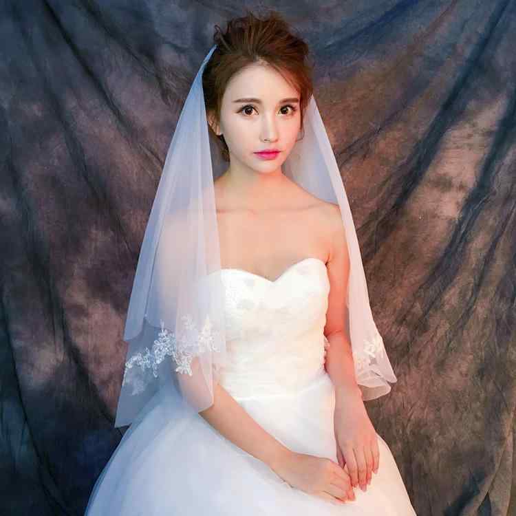 ベール レディース 結婚式 ウェディング 二次会 花嫁 2層 コーム付き チュール レース ショート フェイスアップ ミ…