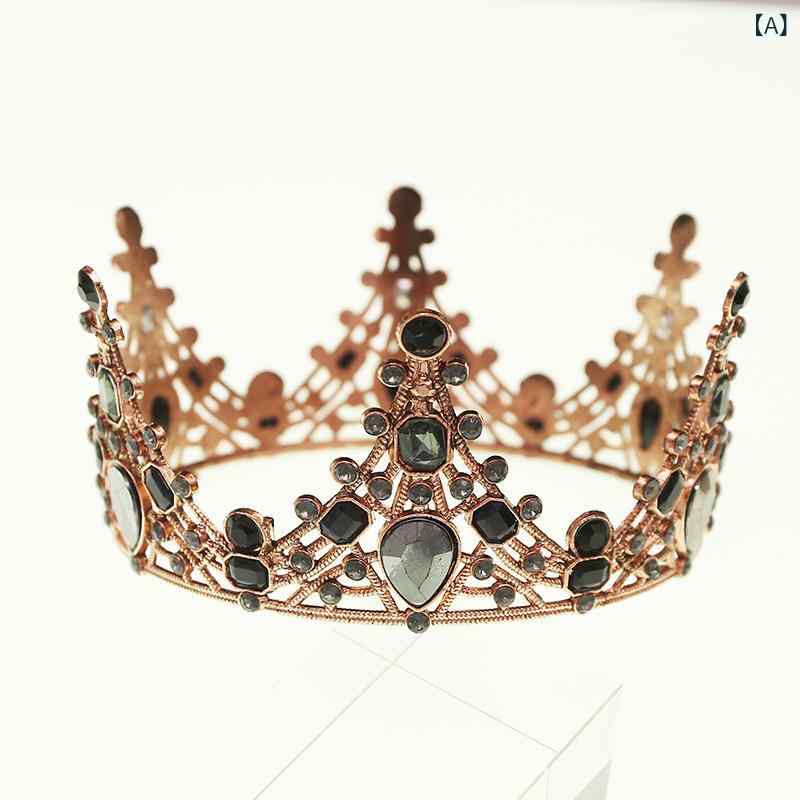 ヘアアクセサリー レディース 髪飾り クラウン ティアラ 王冠 ケーキトッパー 合金 欧米風 レトロ 誕生日 結婚式 パーティー 記念日 キラキラ ビジュー ブラック