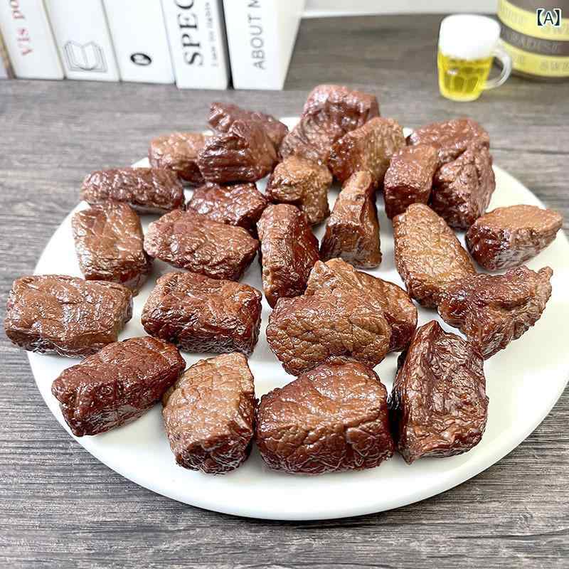 Hanbok Homeの食品サンプル 牛肉 リアルな牛肉粒 煮込み牛肉ブロック PVC フェイクフード 置物 撮影用 ディスプレイ ショーケース 店舗装飾 インテリア 飲食店向け 業務用飾り｜アングル2