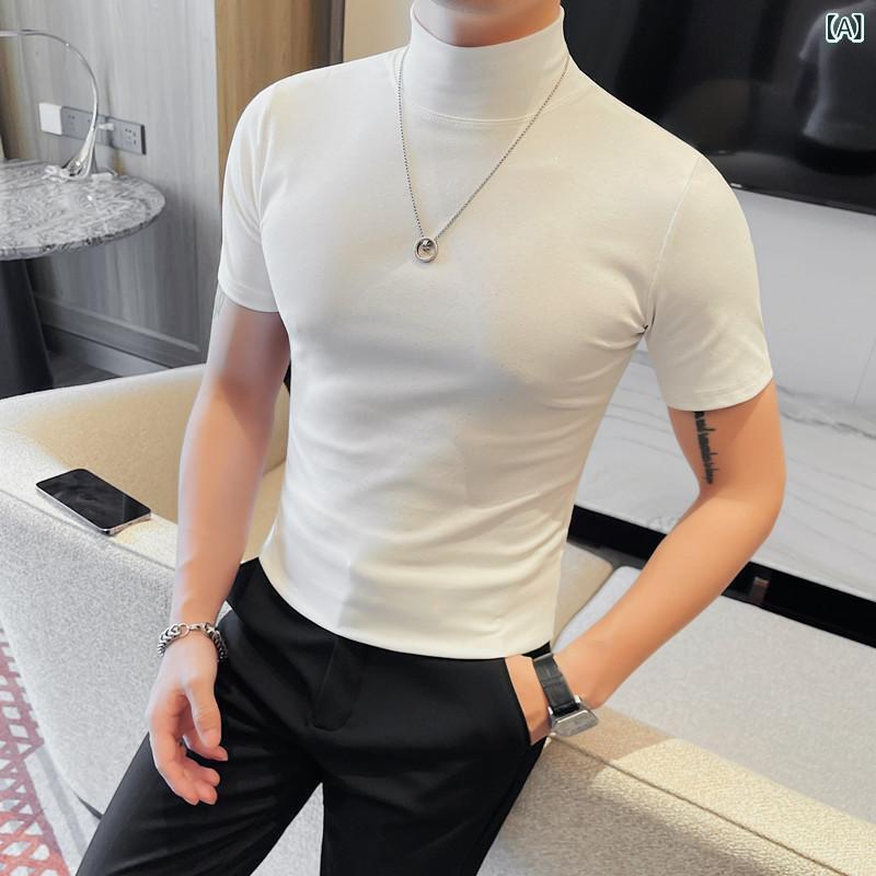 ・カテゴリ: Tシャツ ・スタイル: きれいめカジュアル ・主な素材: 綿混紡（綿91～95%） ・柄: 動物柄 ・フィット: スリム ・タイプ: プルオーバー ・ネックライン: タートルネック ・袖丈: 半袖 ・厚さ: レギュラー ・シーン: カジュアル ・加工: ノーアイロン ・カラー展開: ホワイト、ブラック ・サイズ展開: M、L、XL、XXL、XXXL、4XL ・袖タイプ: レギュラー ・重さ: 約200g ・機能: 通気性、ストレッチ性、吸湿速乾性 ・対象年齢: 大人 ・対象: メンズ