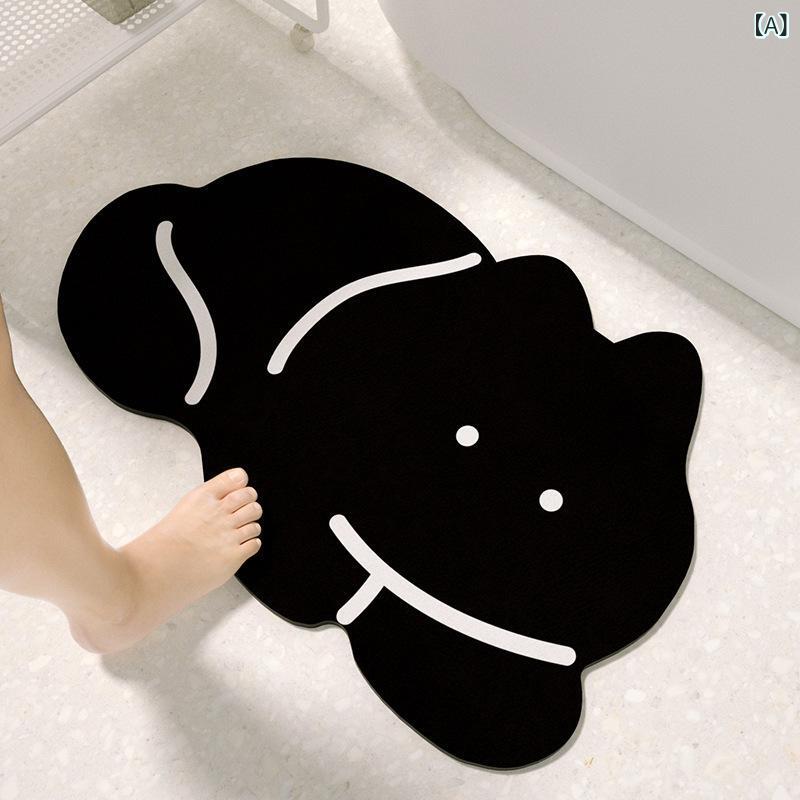 バスマット キャラクターデザイン ソフト珪藻土 吸水速乾 足拭きマット 滑り止め加工 家庭用 浴室 トイレ 玄関 脱衣所 天然ゴム底 かわいい アニマル柄 手洗いOK