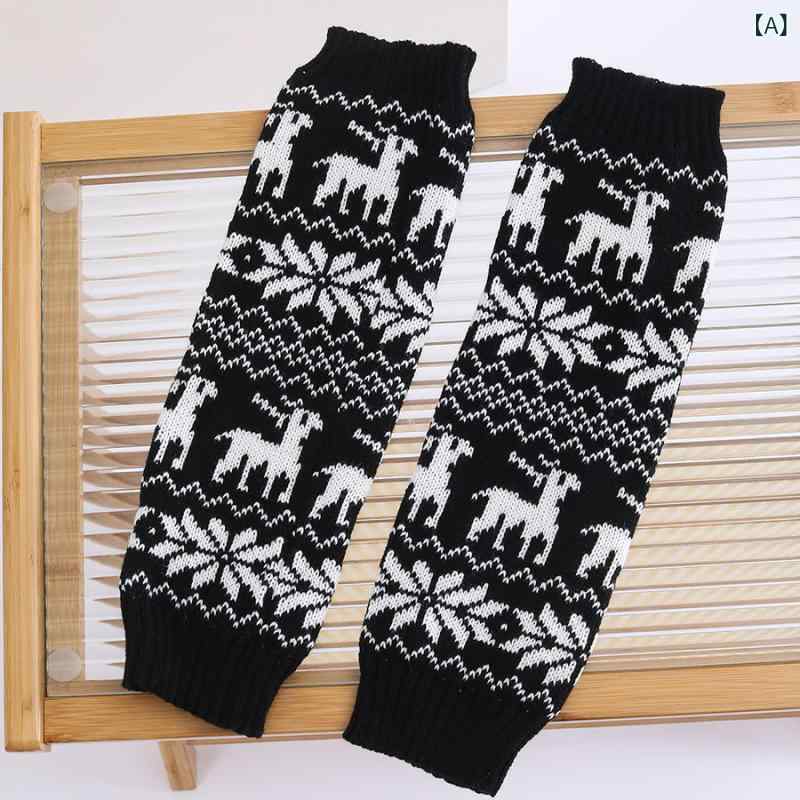 レッグウォーマー レディース キッズ 森ガール風 鹿 雪柄 アクリル素材 韓国風 防寒 ボヘミアン くしゅくしゅ ルーズソックス ブーツカバー クリスマス 秋冬
