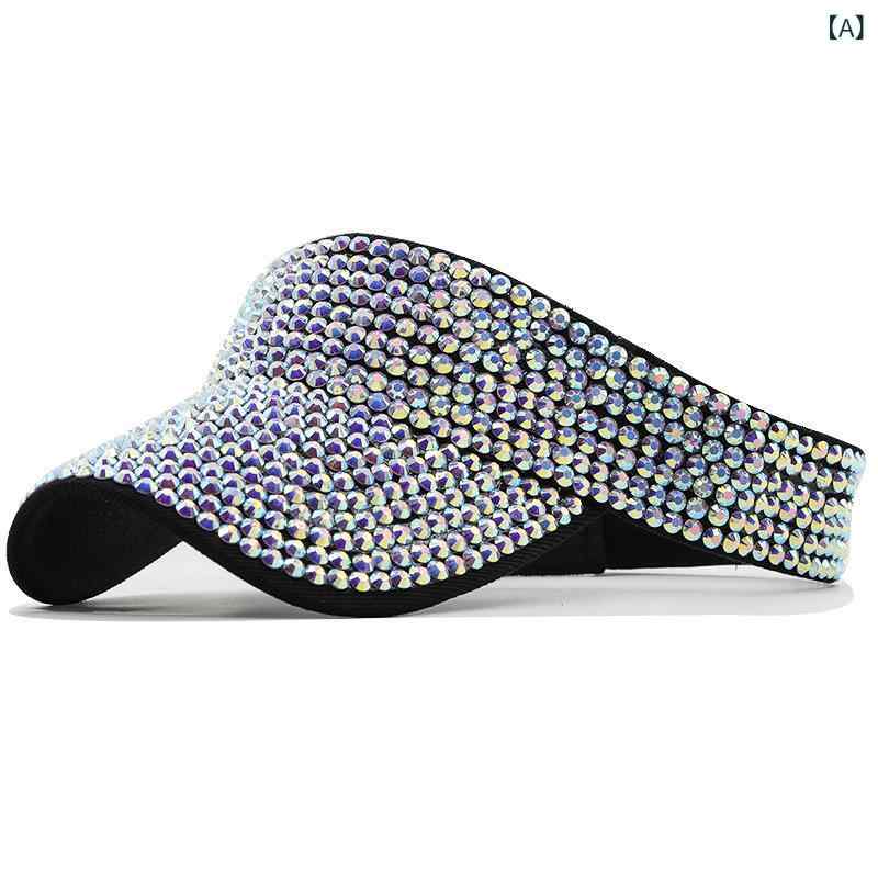サンバイザー レディース ラインストーン装飾 キャップ 日よけ UVカット 日焼け防止 防水 防風 通気性 小顔効果 コットン 綿 おしゃれ トレンド オールシーズン スポーツ アウトドア 旅行 普段使い