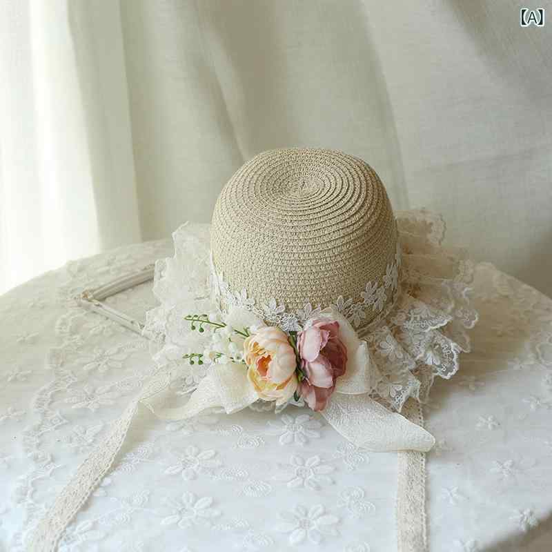 Rakuten - 麦わら帽子 キッズ 女の子 親子 かわいい 花柄 日よけ ストローハット UV対策 ナチュラル 春夏