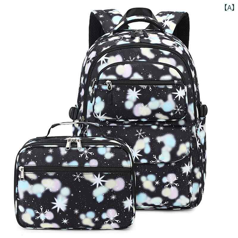 リュック レディース 大容量 親子バッグ 多機能 ナイロン製 学生 スクール 通学 バックパック おしゃれ プリント 幾何学模様 軽量 耐摩耗性 ブラック ピンク グレー パープル 鞄