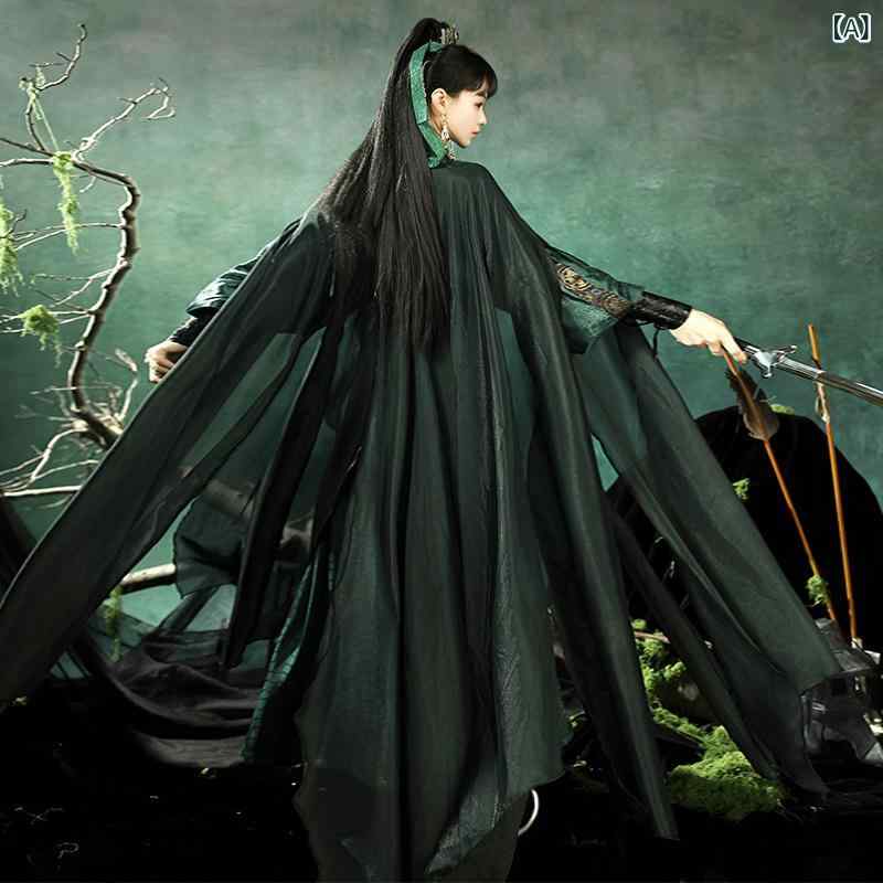 漢服 レディース 女性用 円領袍 ローブ 斗篷 ケープ ポンチョ マント 唐風 レトロ 中華風 オリジナル 仙女風 優雅 エレガント 軽やか 日常使い 普段着 イベント 春夏 メッシュ素材 ポリエステル 刺繡