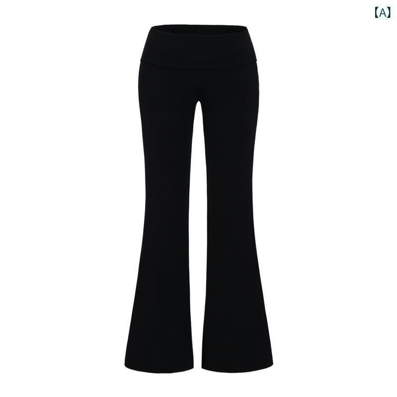 Wears For Collectors - カジュアルパンツ レディース ローライズ フレアシルエット ロング丈 裾折り返し 切り替えデザイン 脚長効果 セクシー ギャル 綿混 ストレッチ スパイシーカジュアル 夏